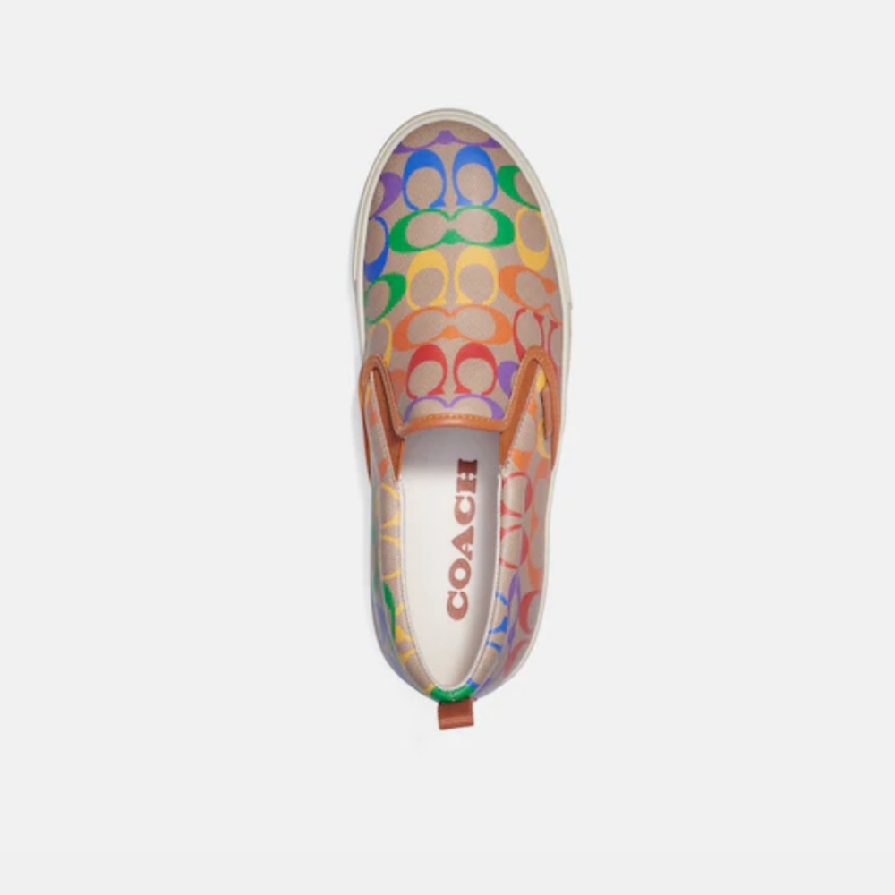 Coach Skate Slip On Sneaker In Rainbow Signature Canvas - Picture 4 of 9